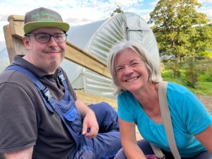 Marion with our community gardener: Ian